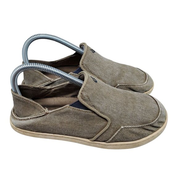Olukai Shoes Boys Size 5 Brown Canvas Nohea Lole Slip On Sneakers *Read* - Picture 3 of 9